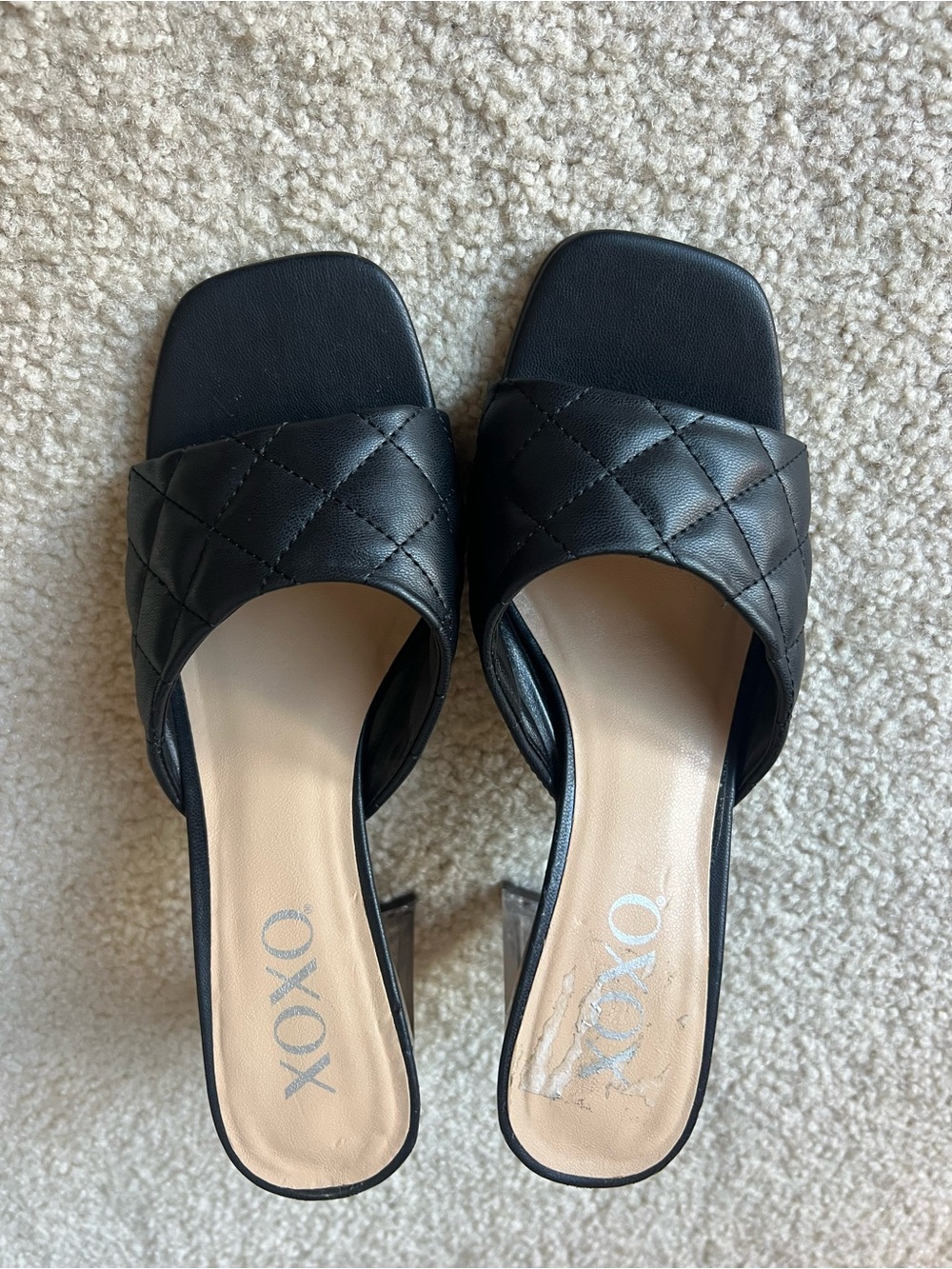 XOXO Black Quilted Slide Heels